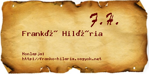 Frankó Hilária névjegykártya
